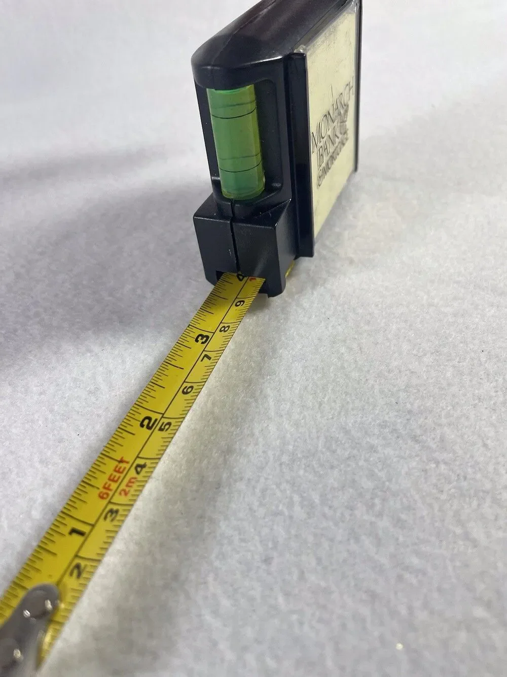 Vintage Bostic Tape Measure with Belt Clip Level sticky notes & pen Black Yellow